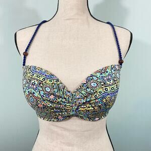 Victoria's Secret Multicolor Paisley Getaway Halter Bikini Top Size 32DD
